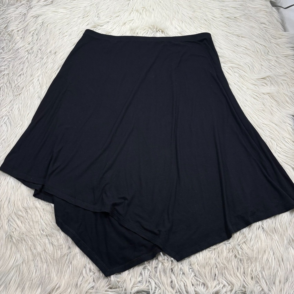 Eileen Fisher Women's L Black Knit Hankerchief Hem Skirt Minimalist Basic
